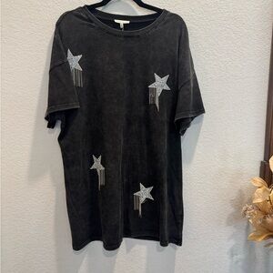 Black Star Embellished Mini Dress